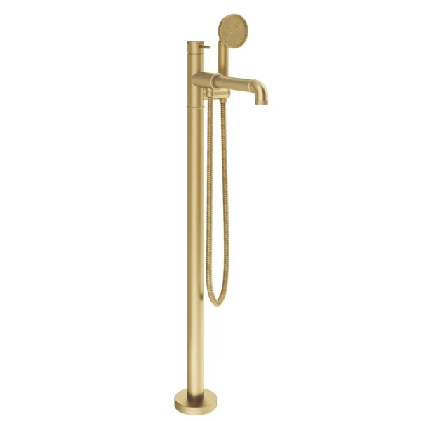Crosswater   MPRO Industrial Bath Shower Mixer Floor Standing Brushed Brass