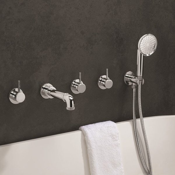 Crosswater MPRO Industrial 5 Hole Bath Filler with Spout & Handset   Chrome - Image 2