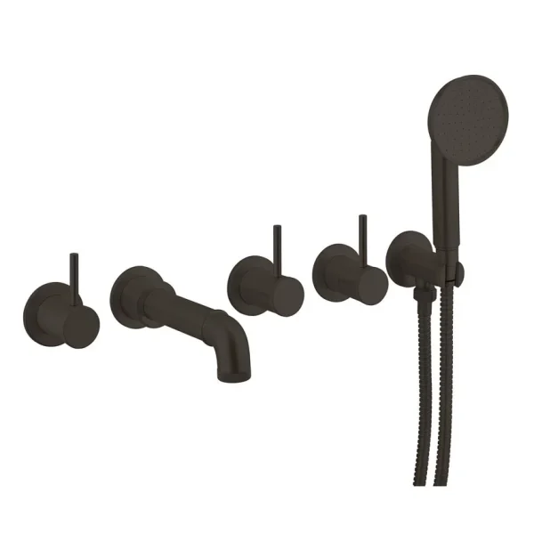 Crosswater MPRO Industrial 5 Hole Bath Filler with Spout & Handset   Carbon Black