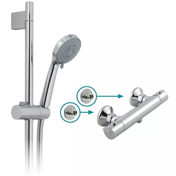 Vado Prima Exposed 1/2" Bar Shower Valve + 3 Function Slide Rail Kit - Image 2