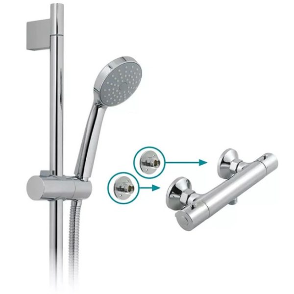Vado Prima Exposed 1/2" Bar Shower Valve + Single Function Slide Rail Kit - Image 2