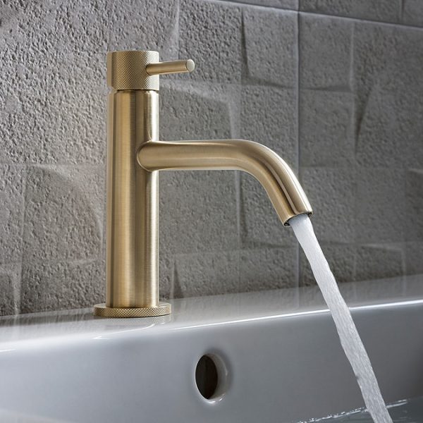 Crosswater MPRO Monobloc Basin Mixer with Knurled Detailing   Brushed Brass - Image 2