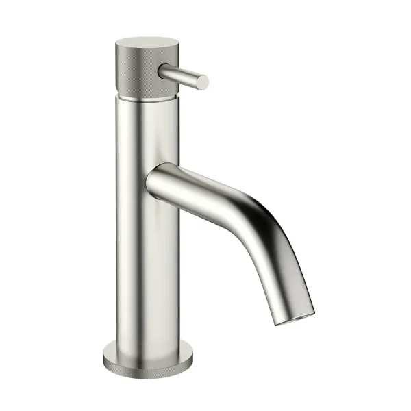 Crosswater MPRO Monobloc Basin Mixer with Knurled Detailing   Brushed Stainless Steel Effect