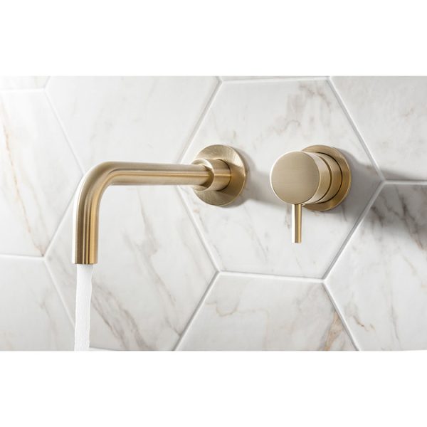 Crosswater MPRO Wall Mounted 2 Hole Set Basin Mixer   Brushed Brass - Image 2