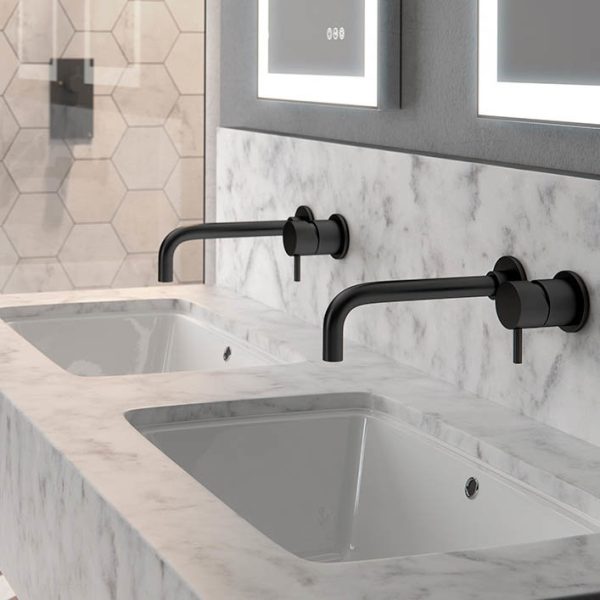 Crosswater MPRO Wall Mounted 2 Hole Set Basin Mixer   Matt Black - Image 2