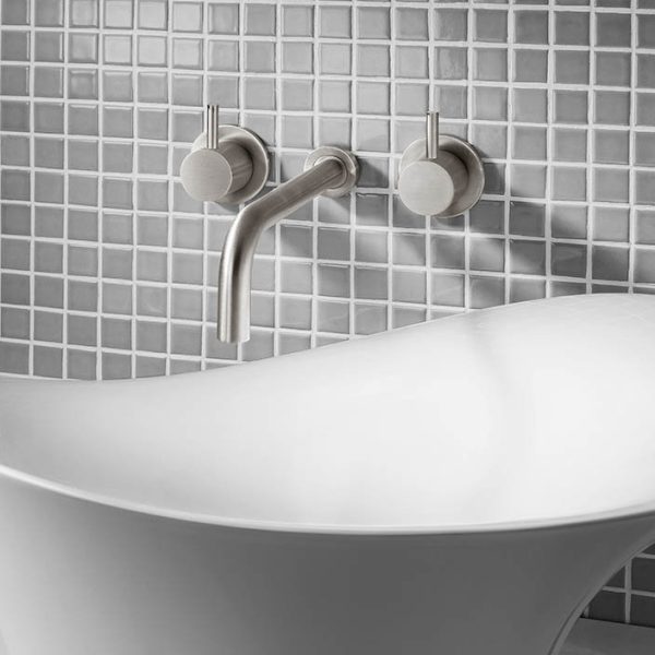 Crosswater MPRO Wall Mounted 3 Hole Set Basin Mixer   Brushed Stainless Steel - Image 2