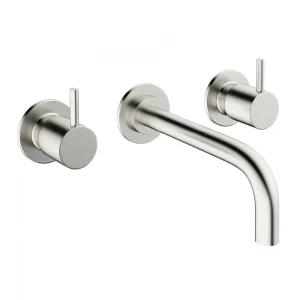 Crosswater MPRO Wall Mounted 3 Hole Set Basin Mixer   Brushed Stainless Steel
