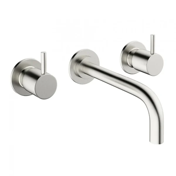 Crosswater MPRO Wall Mounted 3 Hole Set Basin Mixer   Brushed Stainless Steel