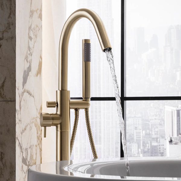 Crosswater MPRO Floor Mounted Freestanding Bath Shower Mixer   Brushed Brass - Image 3