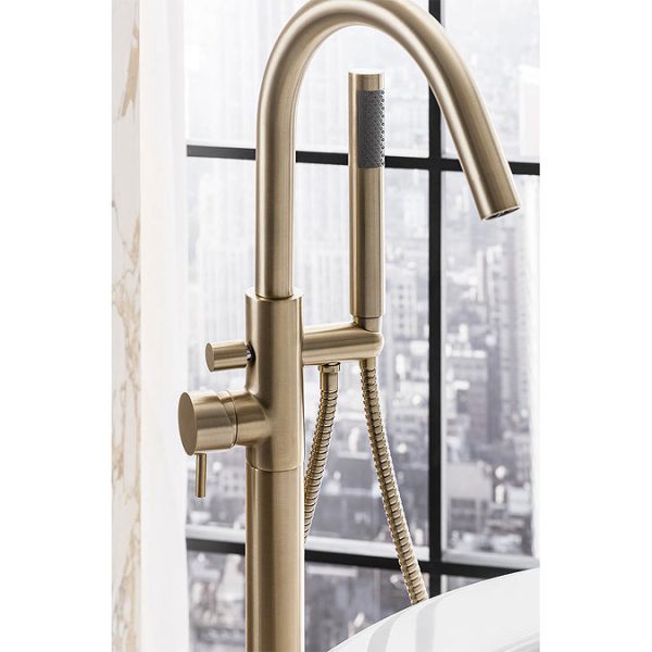Crosswater MPRO Floor Mounted Freestanding Bath Shower Mixer   Brushed Brass - Image 2