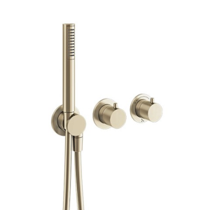Crosswater MPRO Module Brushed Brass 2 Outlet 2 Handle Shower Valve with Hand Shower + Concealed Valve