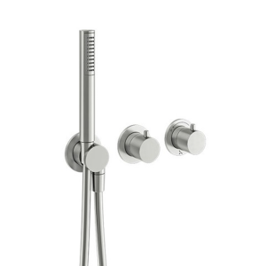 Crosswater MPRO Module Stainless Steel 2 Outlet 2 Handle Shower Valve with Hand Shower + Concealed Valve