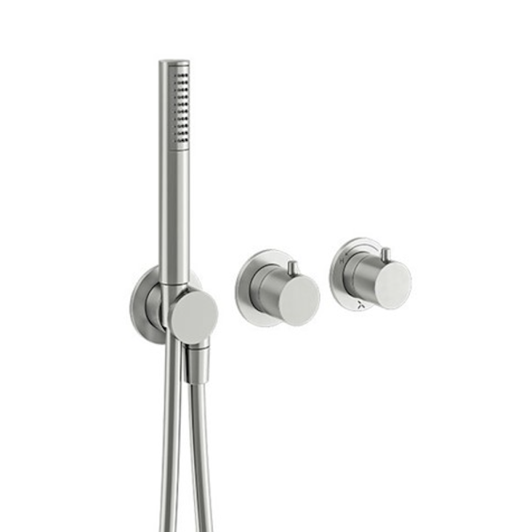 Crosswater MPRO Module Stainless Steel 2 Outlet 2 Handle Shower Valve with Hand Shower + Concealed Valve