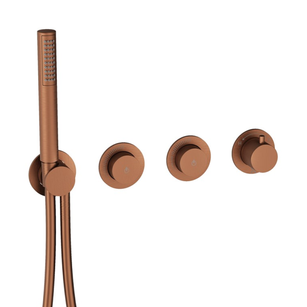Crosswater Module MPRO Push 2 Outlet Concealed Shower Valve with Handset   Brushed Bronze