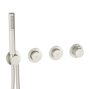 Crosswater Module MPRO Push 2 Outlet Concealed Shower Valve with Handset   Stainless Steel Effect
