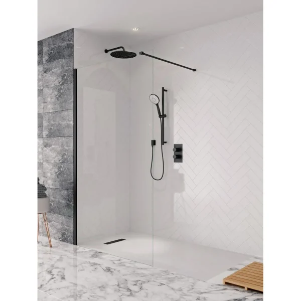 Crosswater Design+ Matt Black Walk In/Side Panel 800mm