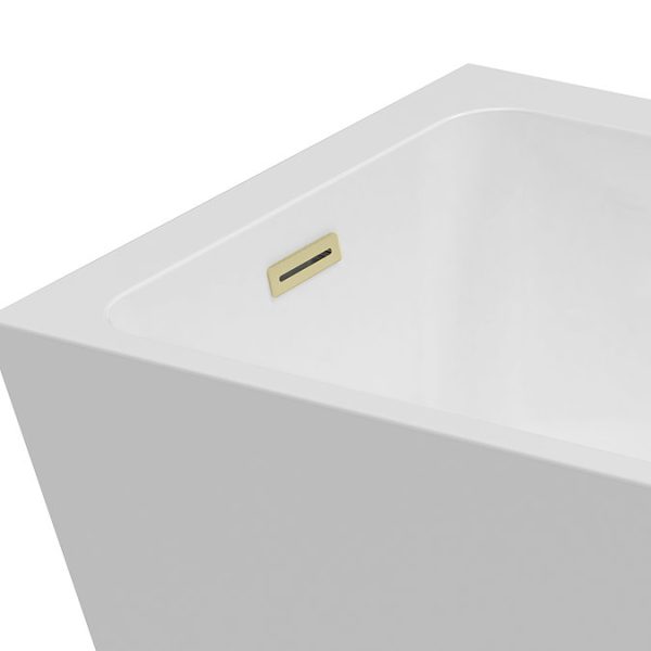 Potenza 1650 x 780 Curved Freestanding Corner Bath with Brushed Brass Screen and Waste - Image 5