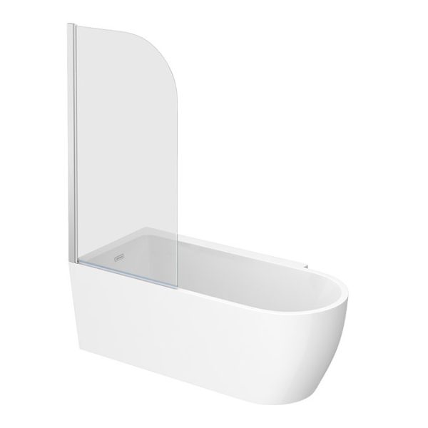 Potenza 1650 x 780 Curved Freestanding Corner Bath with Chrome Screen and Waste - Image 3