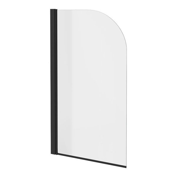 Potenza 1650 x 780 Curved Freestanding Corner Bath with Matt Black Screen and Waste - Image 4