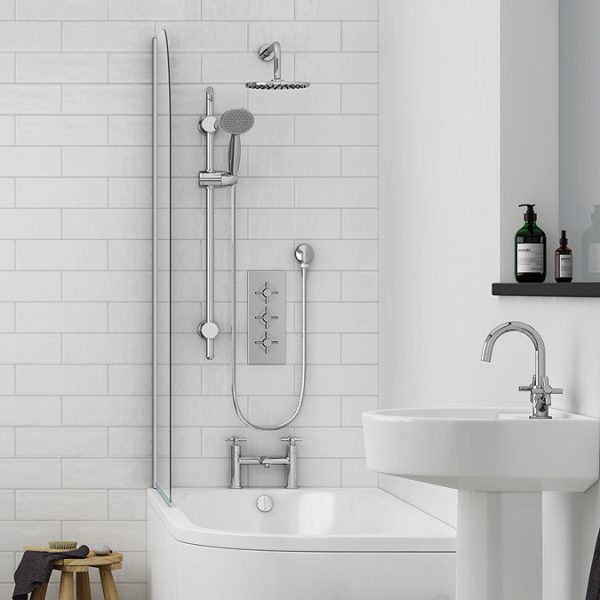 Pablo Triple Thermostatic Valve with Round Shower Head and Slider Rail Kit - Image 5