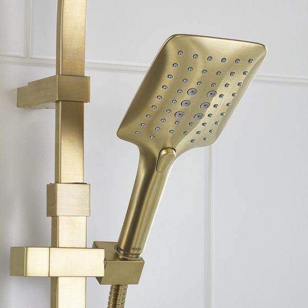 Bristan Quadrato Safe Touch Thermostatic Bar Shower Valve with Rigid Riser Kit   Brushed Brass - Image 5