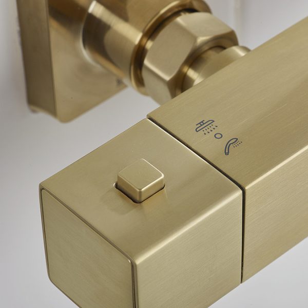 Bristan Quadrato Safe Touch Thermostatic Bar Shower Valve with Rigid Riser Kit   Brushed Brass - Image 6
