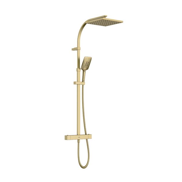 Bristan Quadrato Safe Touch Thermostatic Bar Shower Valve with Rigid Riser Kit   Brushed Brass - Image 2