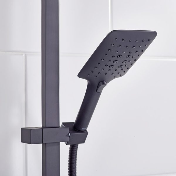 Bristan Quadrato Safe Touch Thermostatic Bar Shower Valve with Rigid Riser Kit   Matt Black - Image 4