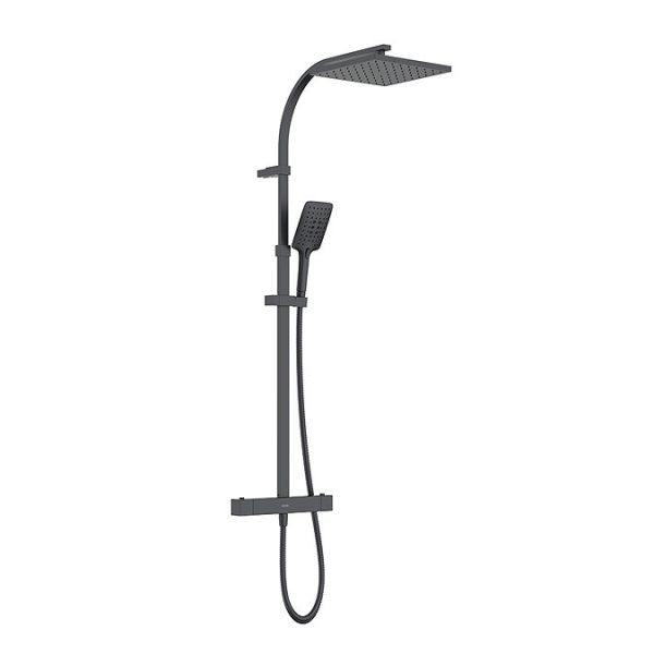 Bristan Quadrato Safe Touch Thermostatic Bar Shower Valve with Rigid Riser Kit   Matt Black - Image 2
