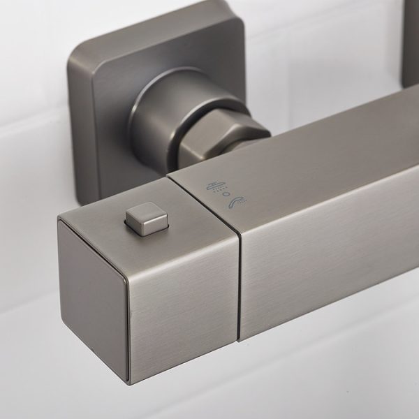 Bristan Quadrato Safe Touch Thermostatic Bar Shower Valve with Rigid Riser Kit   Gun Metal - Image 6
