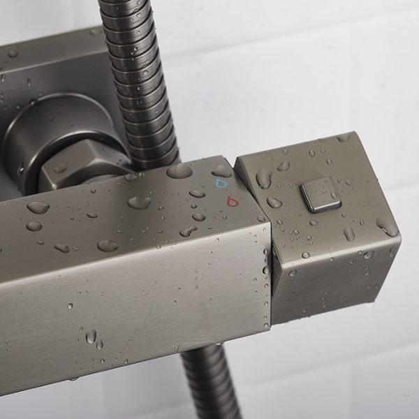 Bristan Quadrato Safe Touch Thermostatic Bar Shower Valve with Rigid Riser Kit   Gun Metal - Image 7