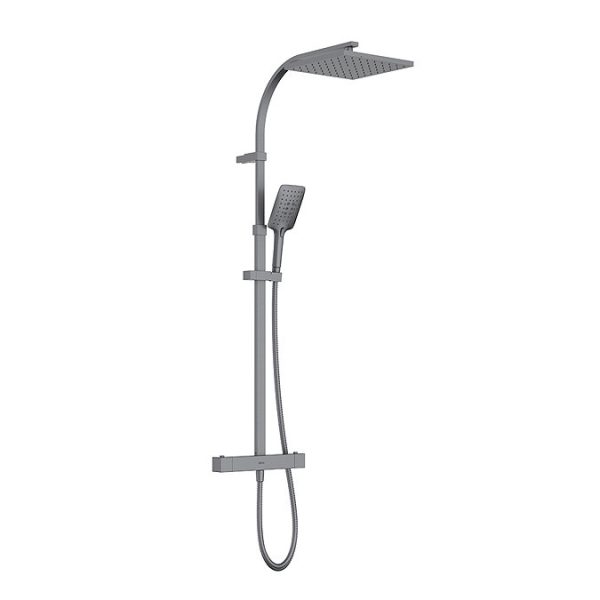 Bristan Quadrato Safe Touch Thermostatic Bar Shower Valve with Rigid Riser Kit   Gun Metal - Image 2
