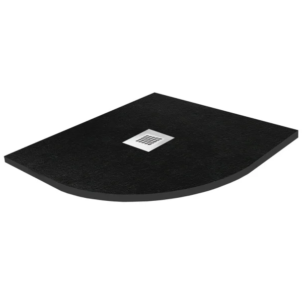 Imperia 900 x 900mm Black Slate Effect Quadrant Shower Tray + Chrome Waste