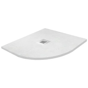 Imperia 900 x 900mm White Slate Effect Quadrant Shower Tray + Chrome Waste