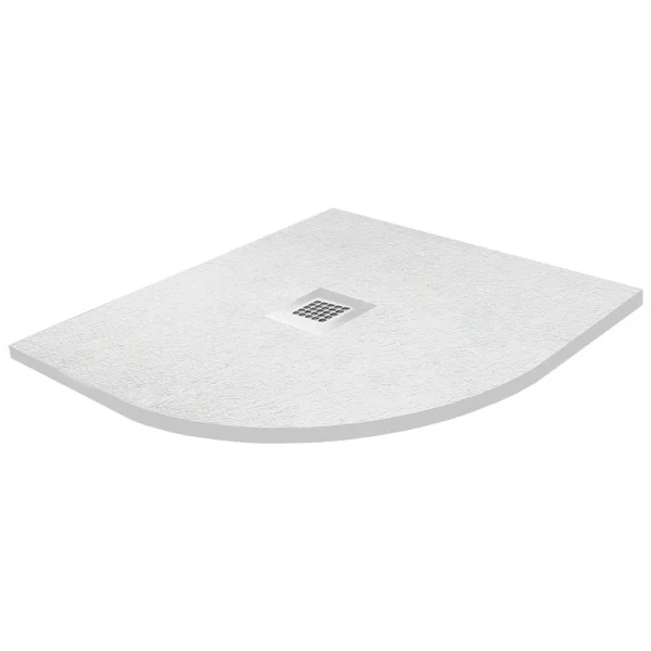 Imperia 900 x 900mm White Slate Effect Quadrant Shower Tray + Chrome Waste