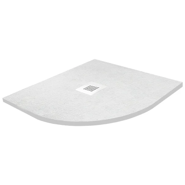 Imperia 800 x 800mm White Slate Effect Quadrant Shower Tray + White Waste