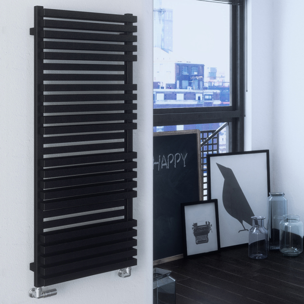 Terma Quadrus Bold Metallic Black Heated Towel Rail 1185 x 450mm