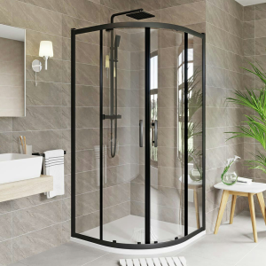 Orchard 900 x 900mm Matt Black 6mm Quadrant Shower Enclosure without Tray
