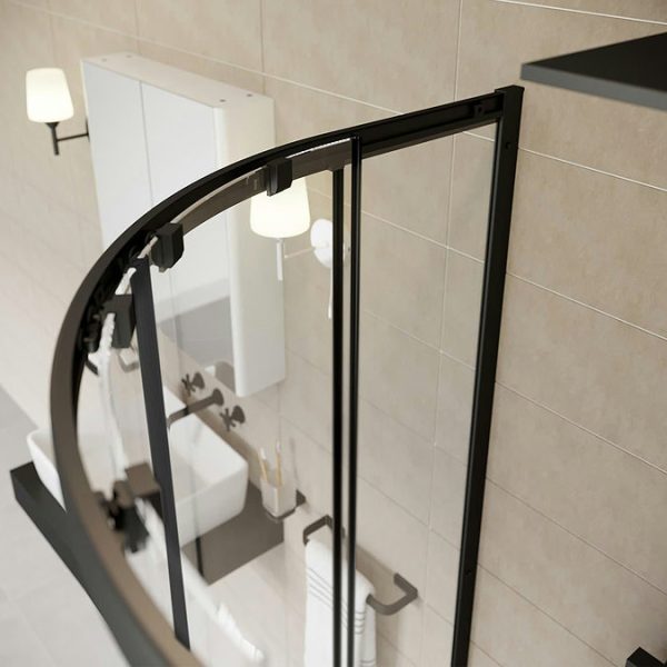 Orchard 900 x 900mm Matt Black 6mm Quadrant Shower Enclosure without Tray - Image 3