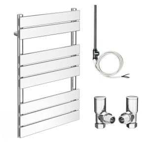 Milan 500 x 840mm Heated Towel Rail (incl. Valves + Electric Heating Kit)