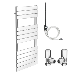 Milan 500mm x 1213mm Heated Towel Rail (incl. Valves + Electric Heating Kit)