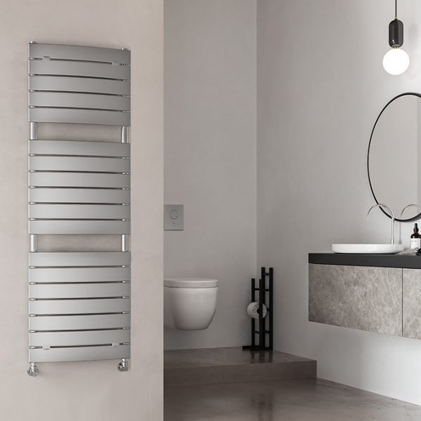 Milan Curved Heated Towel Rail 1512mm x 493mm Chrome - Image 2