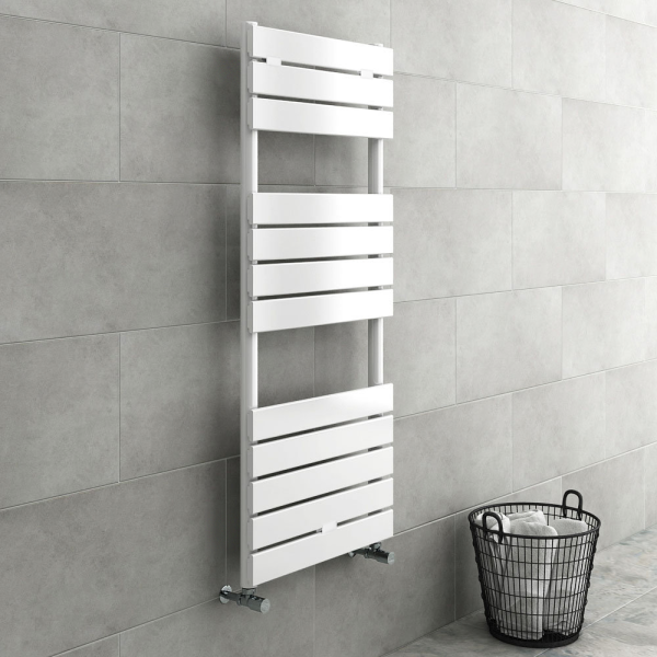 Milan White H1213mm x W500mm Heated Towel Rail