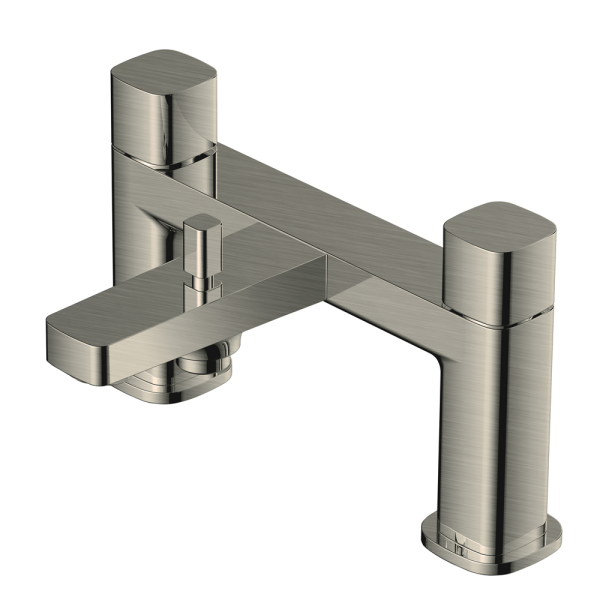 RAK Petit Square Deck Bath Shower Mixer   Brushed Nickel