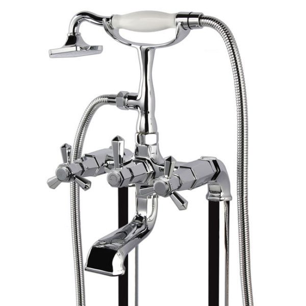 RAK Washington Art Deco Freestanding Bath Shower Mixer + Kit - Image 2