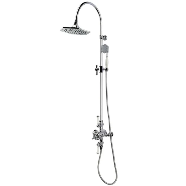 RAK Washington Art Deco Exposed Thermostatic Shower Column with Fixed Head and Shower Kit