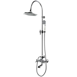 RAK Washington Art Deco Exposed Thermostatic Shower Column Valve with Bath Spout and Shower Kit