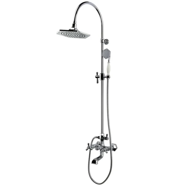 RAK Washington Art Deco Exposed Thermostatic Shower Column Valve with Bath Spout and Shower Kit