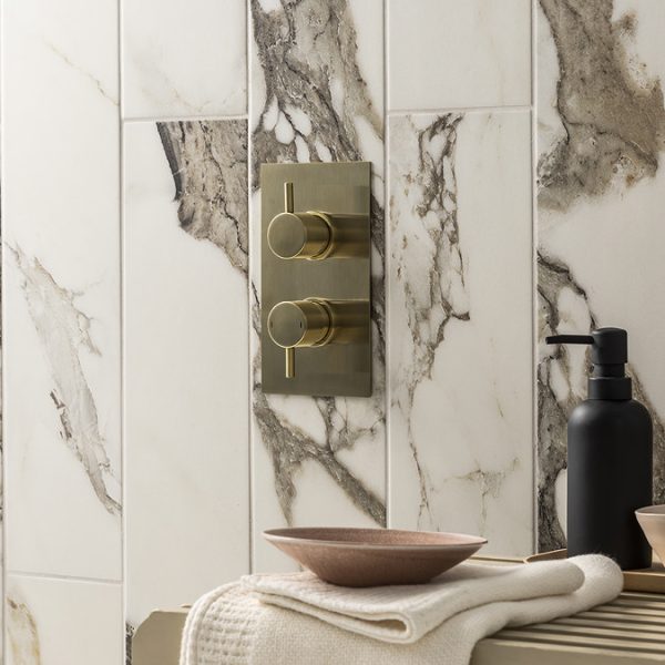 Arezzo Brushed Brass Round Shower Package with Concealed Valve + Head - Image 4