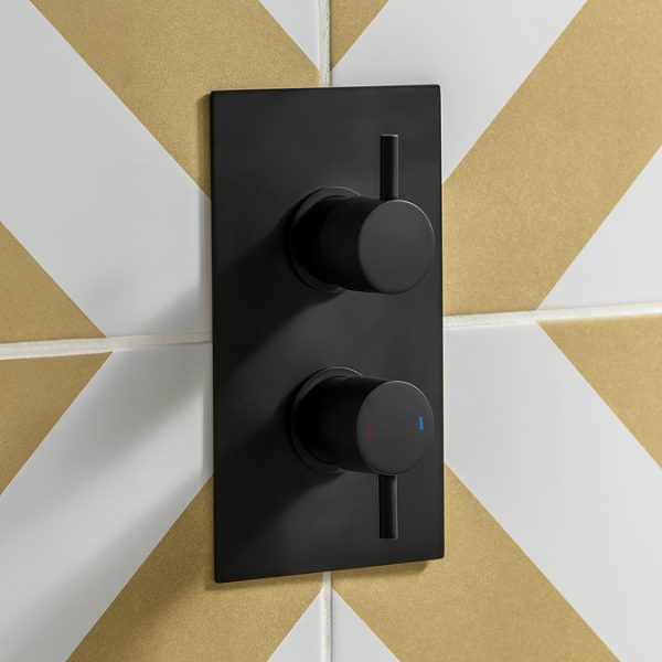 Arezzo Matt Black Round Shower Package with Concealed Valve + Head - Image 6
